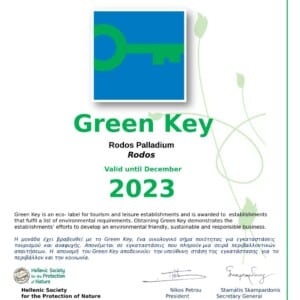 Green Key certificate Rodos Palladium 2023 - Valid until December